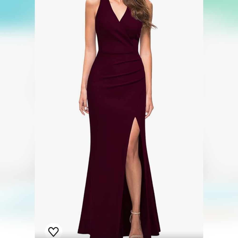 Sleeveless V Neck Bodycon Mermaid Split Evening Cocktail Long Dress